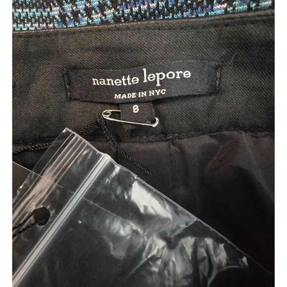 Plaid Pencil Skirt Blue Black Wool & Leather dark Academia teacher whimsygoth - Picture 6 of 10